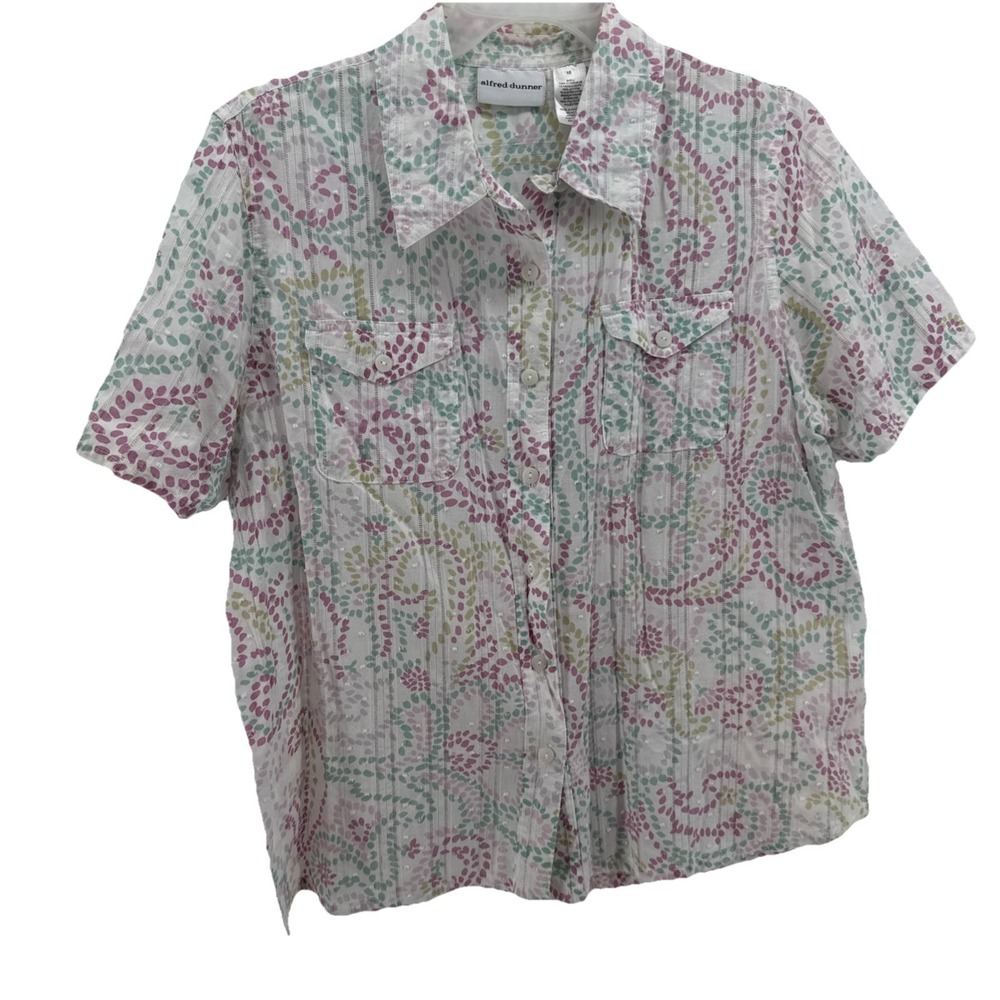 Alfred Dunner Womens Top 16 Short Sleeve Button Down‎